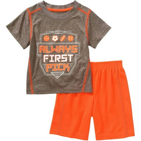 Toddler Boy Athletic Graphic Tee and Jersey Shorts Outfit Set - Walmart.com