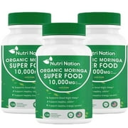 Nutri Nation Organic Moringa Supplement, 10,000 mg, 120 Capsules, 3 Bottles
