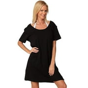 Ingear Womens Short Sleeve T-Shirt Cover Up Dress (Large, Black)