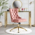 thumbnail image 2 of PORKISS Office Chair, Velvet Upholstered Home Office Chair with Gold Metal Base, Adjustable Swivel Desk Chair with Tufted Button, Pink, 2 of 11