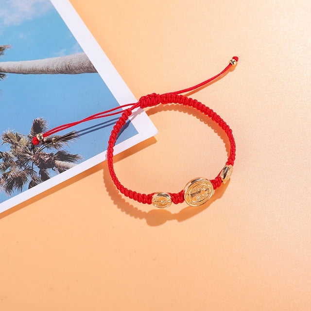 Pulsera de la Virgen María redonda de joyería de moda europea y americana Pulsera de cuerda roja tejida a mano Pulsera de pareja