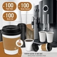 thumbnail image 2 of Vasos de café desechables de ginkgo de 8 onzas, paquete de 100 con tapas y fundas, 2 of 8
