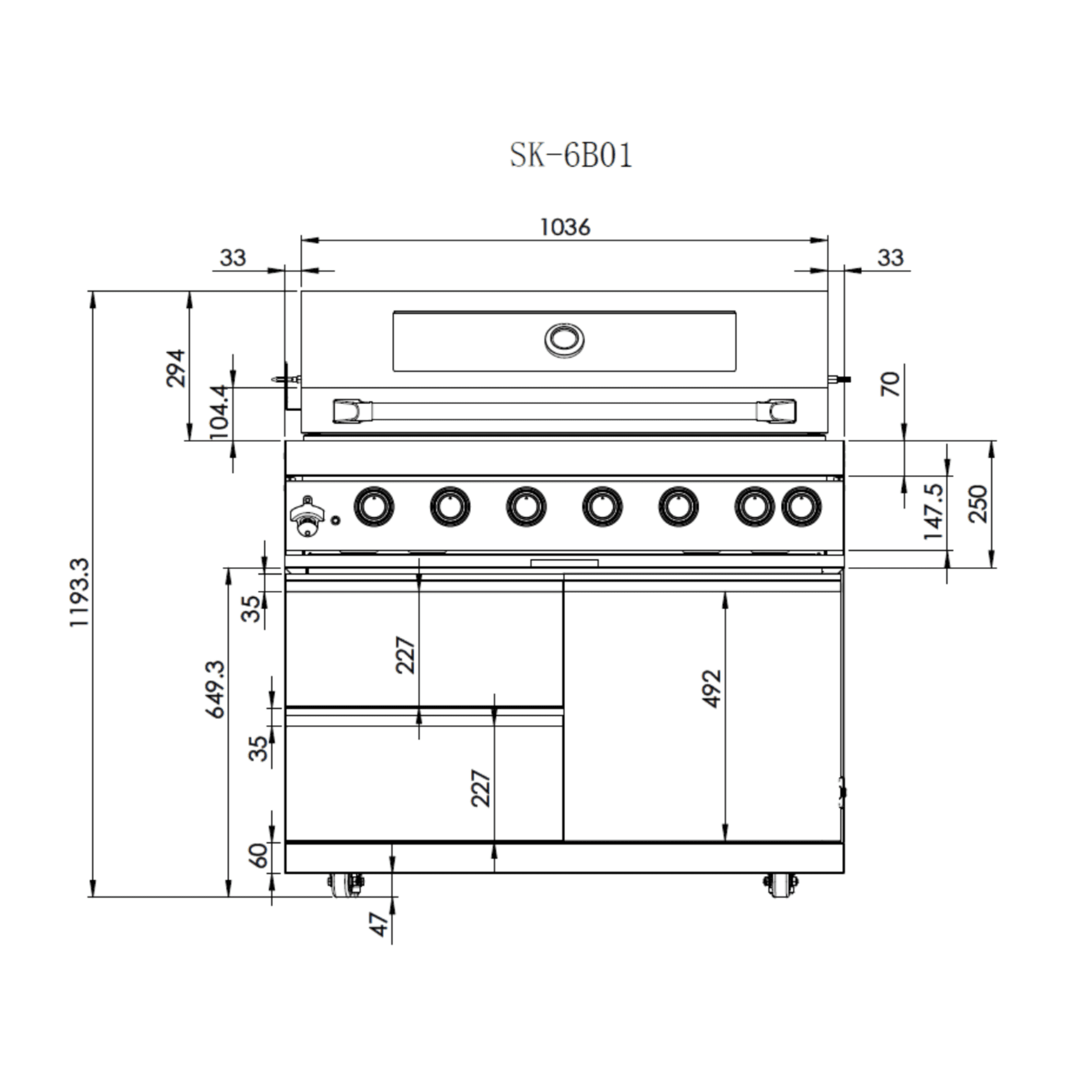 85000BUT Silver Gas Grill Six Burners Grill-B Stainless steel Outdoor Kitchen Islands(LTL carry)