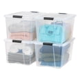thumbnail image 1 of Contenedores de 68 Litros de Almacenamiento con Tapa y Hebillas de Cierre Seguro - Paquete de 4 - Libre de PBA, Tote de Organización, Transparente, 1 of 7