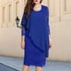 thumbnail image 3 of Vestido Formal Vestido ajustado con cuello redondo Vestido de cóctel elegante para mujer Traje de vacaciones de color sólido Kuymtek Azul T M para Mujer, 3 of 5