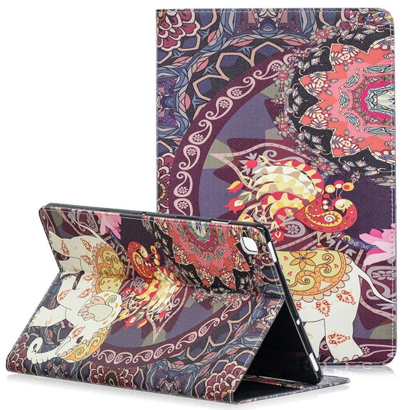 Allytech Slim Case for Samsung Galaxy Tab S5e 10.5" 2019 Model SM-T720/T725, Ultra Thin Lightweight Magnetic Closure Folding Stand Shockproof Cards Pocket Wallet Case Cover, Elephant