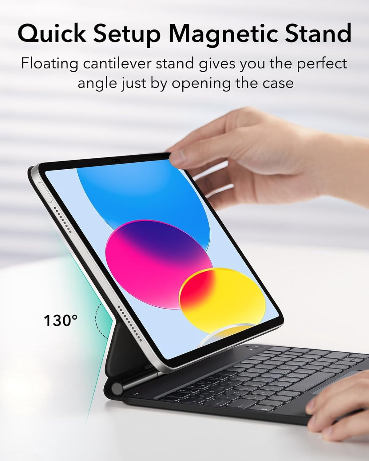 ESR Rebound Magic Keyboard Case for iPad 11th (A16, 2025) & iPad 10.9‑inch 10th Gen｜Floating Cantilever Stand｜Backlit Keys & Multi‑Touch Trackpad｜Black