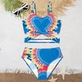 thumbnail image 2 of mgoYE Swimsuit for Girls Teen Girls Swimsuits Heart Print Tie Dye Two Piece Bathing Suit Adjustable Straps Bikini Sets(Blue,10-11 Years), 2 of 4