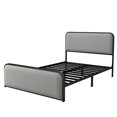 thumbnail image 4 of Miniyam Modern Full Size Metal Bed Frame with Curved Upholstered Headboard and Footboard,Bed with Under Bed Storage,Heavy Duty Metal Slats,Grey, 4 of 8