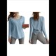 thumbnail image 2 of Camisetas Deportivas de Larga para Mujer, con Protección Solar UPF 50+, para Correr, Gimnasio, Secado Rápido Azul Gris XL, 2 of 7