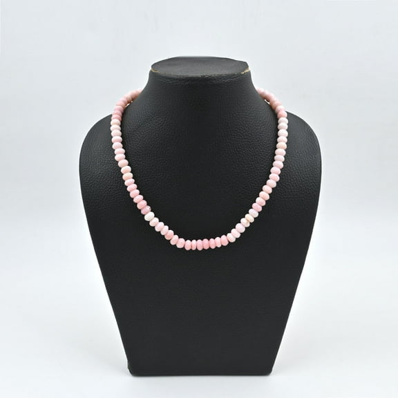 THE GEMS GRID Pink Opal Faceted Rondelle Necklace | 7-8mm Natural Gemstone Beads | Handmade Crystal Jewelry | 925 Sterling Silver | Elegant Gift for Women