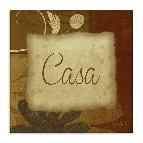 Stupell Industries Casa con Flores Tradicionales Typography and Symbols Painting Wrapped Canvas Art Print Wall Art, 17 x 17