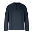 thumbnail image 3 of Men's Henley Shirts Long Sleeve T-shirts Mens Polo Shirts Henley Long Sleeve Tee Classic Casual Fashion Stretch Cotton 3/4 Button Fall Tops Regular fit Baisc Plain Pullover Tees Shirts with Pocket, 3 of 5