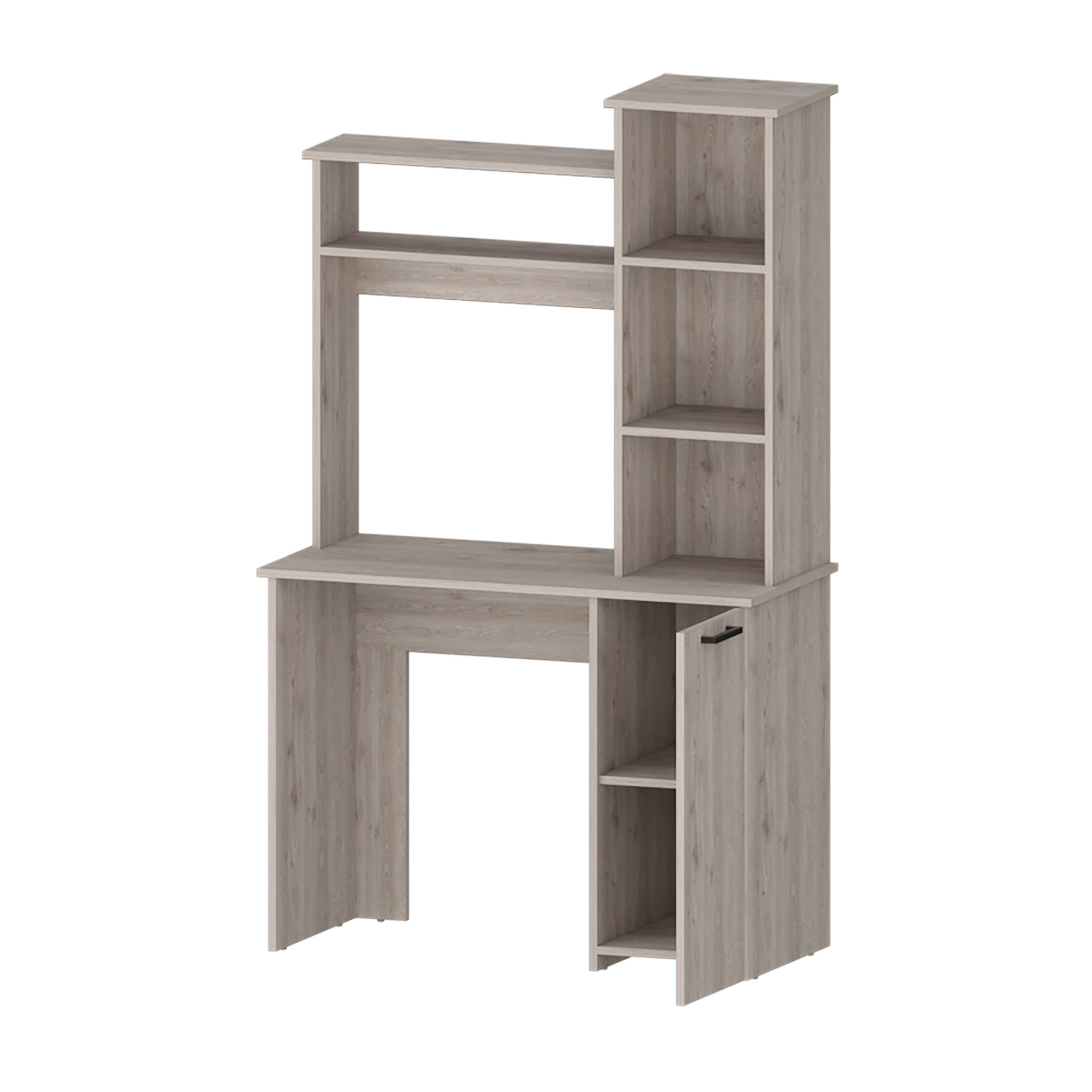 Asteroutdoor Computer Desk with Hutch and 3-Tier Storage Shelves, 38.7 in W