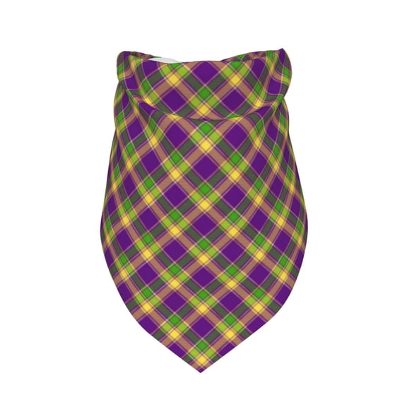 Dog Bandanas, Mardi Gras Plaid Adjustable Dog Scarf Triangle Bib Handkerchief Accessories for Small Medium Large Dogs, Cats, Pets