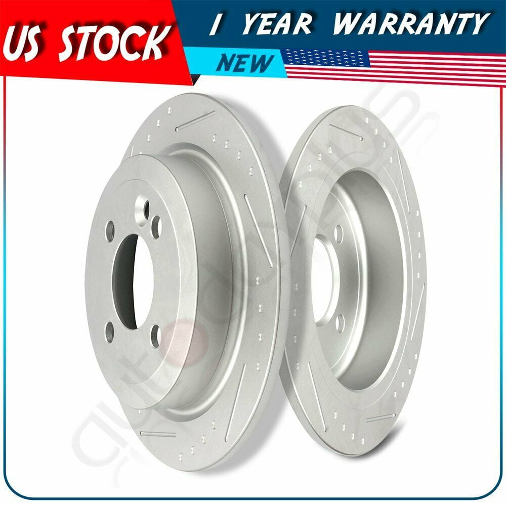 2 Rear Slotted Brake Rotors Fits 02 03 04 05 06 Mini Cooper Base S