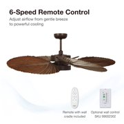 Lucci Air Bali 52 Outdoor Indoor/Outdoor Ceiling Fan with Light and Remote, Rustic Wood Ceiling Fan with Lights, Damp Rated, Energy Efficient DC Motor