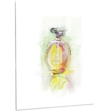 Metal Perfume Bottle - Design Art 'Perfume Bottle Watercolor' Painting Print on Metal