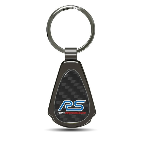 Ford Focus RS Real Black Carbon Fiber Gunmetal Black Metal Teardrop Key Chain