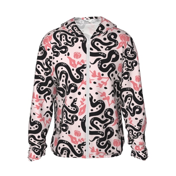 Fotbe Black Snake Chaqueta con Protección Solar UPF 50+ para Hombre y Mujer, Camisa con Capucha y Bolsillos-Large