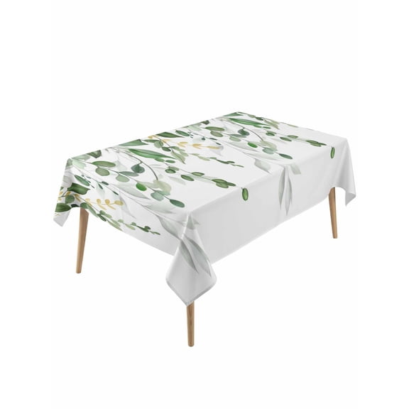 Sage Green Eucalyptus Table Cloth, Waterproof Tablecloth for Rectangle Tables, Watercolor Spring Weeping Botanical Reusable Washable Fabric Table Cover for Restaurant Kitchen Dining Tables 60"x120"