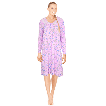 

JEFFRICO Womens Long Sleeve Nightgowns Sleepwear Soft Pajama Dress Nightshirts Plus Size