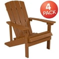 thumbnail image 3 of Flash Furniture Set of 4 Charlestown All-Weather Poly Resin Wood Adirondack Chairs in Teak, 3 of 12