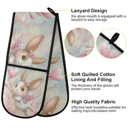 

BZSMCE Oven Mitts Cupid s Bunny Creative Pattern Resistant Kitchen Gloves