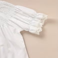 thumbnail image 4 of ZEHJHUAN Girl's Wedding Ceremony Round Neck Lace Trim Solid Color Short Sleeve A-Line Casual Outfit White，18-24M, 4 of 6