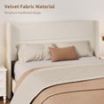 thumbnail image 3 of Full Size Bed Frame with Wingback Headboard, Velvet Upholstered Platform Bedframe with Wood Slats, No Box Spring Needed, Easy Assembly, Beige, 3 of 7