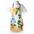 thumbnail image 4 of Owl Print Apron, Pattern of a Flying Creature on a Tree Branch in a Sunny Forest, Unisex Kitchen Bib with Adjustable Neck for Cooking Gardening, Adult Size, Peach and Multicolor, by Ambesonne, 4 of 4