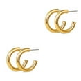 thumbnail image 3 of Transemion Women Earrings Exquisite Jewelry Adornment Rounded Ladies Piercing Ear Hoops Ears Studs Fashion Decor Accessory Golden 2Set, 3 of 6
