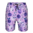 thumbnail image 4 of Disketp Men'S Swim Trunks Hawaiian Breathable Surf Beach Swimsuits Mesh Lining Beach Shorts With Pockets-Violet, 4 of 9