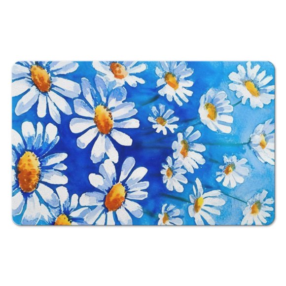 Tapis de Bain avec Marguerite Mignonne - Antidérapant, Super Absorbant - Lavable en Machine, Tapis de Sol Décoratif - Parfait pour Douche et Baignoire - 20x32 Pouces