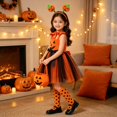 thumbnail image 7 of Otqutp 4 Piece Girls Pumpkin Set Suspender Tulle Dress with Headband Striped Socks Candy Bag Toddler Cute Halloween Clothes, 7 of 7