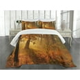 thumbnail image 3 of Ambesonne Fall Quilted Bedspread Set 2 Pcs, Misty Autumnal Forest, Twin Size, Orange Brown Green, 3 of 5