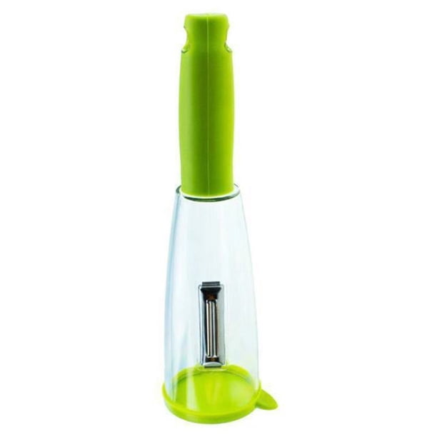 Caja de Almacenamiento de Herramientas,Cuchillo de Raspado de Acero Inoxidable Multipropósito con Cubo de Captura,Slicer de Pelado de Frutas Y Verduras de 20x5.5cm,Herramienta de Cocina para el Hogar