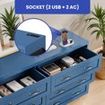 thumbnail image 5 of ModFusion 6 Drawer Dresser with Antique Handles & USB Power Outlet & Organizer Bag, Wood Storage Cabinet Cheset for Living Room, Bedroom, Entryway and Hallway, Blue, 5 of 9