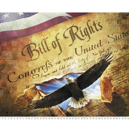 34.5" X 44" Panel Patriotic Bill of Rights Eagle American United States Cotton Fabric Panel (AL-3914-0C-1MULTI)