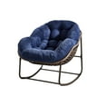 thumbnail image 5 of Tcbosik Rattan Rocking Chair, Outdoor Papasan Leisure Chair with Cushion, Patio Lounge Rocker Chair for Balcony Porch Garden Living Room, Navy Blue, 5 of 7