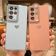thumbnail image 4 of Samsung Galaxy S21 Ultra 5g 6.8" Phone Case with Luxury Electroplate Cute Side Love Heart Cover Full Camera Protection Soft Silicone Anti-Fingerprint Shockproof Cover Bumper (Pink), 4 of 11
