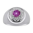 thumbnail image 1 of RYLOS Men's Rings Sterling Silver Designer Gypsy 7MM Round Gemstone & Diamond Ring Star Ruby July Birthstone Rings Size 12, 1 of 6