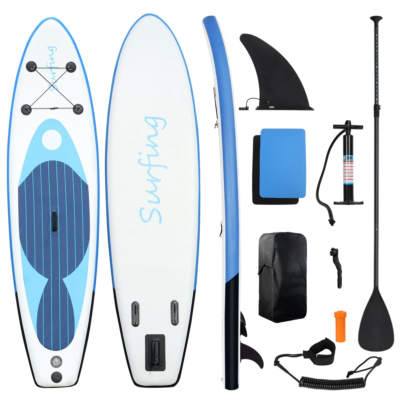 ievspot Inflatable Stand Up Paddle Boards,Single Layer PVC Paddle Board with Carry Bag,Hand Pump,Retractable Propeller,Removable Fin