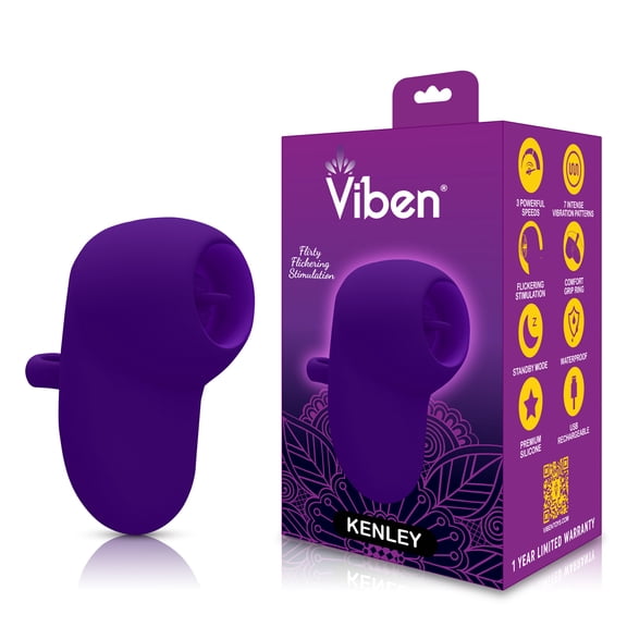 Viben Kenley Rechargeable Waterproof Silicone Flickering Finger Vibrator, Violet