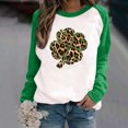thumbnail image 1 of WREESH Mode T-Shirt Décontracté pour Femmes de Printemps à Empiècements, Imprimé de la Saint-Patrick, Manches Longues, Col Rond, 1 of 1