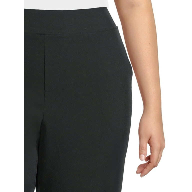 ZTN Women's XL High Waist Pull-On Dress Pants Tummy Control Black