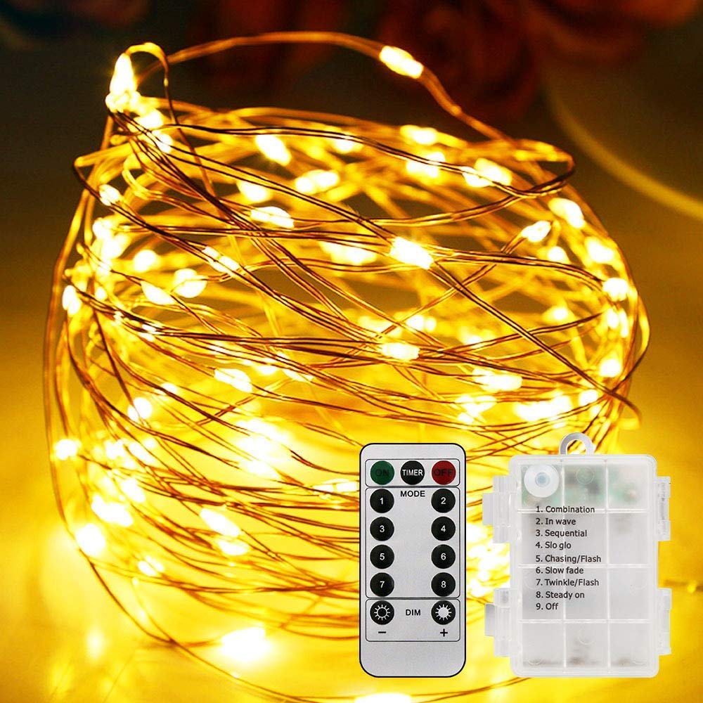 QISHI 100 LED String Lights, 33ft Waterproof Christmas Lights with