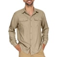 thumbnail image 2 of POENTAB Mens Safari Work Shirts Long Sleeve Hiking Fishing Tops UPF 50+ Quick Dry Camping Travel Button Down Shirt with Pockets, 2 of 10