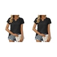thumbnail image 4 of Jumpingount Camiseta plisada de manga corta con cuello de para mujer, camisetas básicas informales para ir al trabajo, camisas fluidas Type9 NO9, 4 of 6
