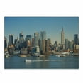 thumbnail image 1 of Urban Cutting Board, New York City Skyline over River Empire State Building Boats and Skyscrapers, Decorative Tempered Glass Cutting and Serving Board, Small Size, Blue Brown, by Ambesonne, 1 of 1